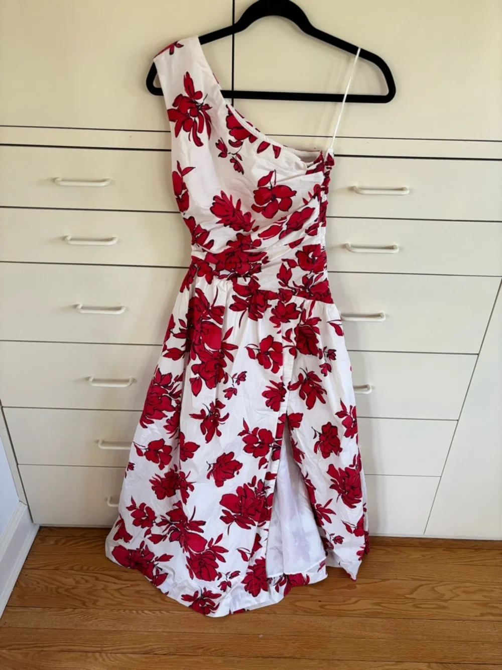 Abercrombie & Fitch White Maxi Dress with Red Floral Print